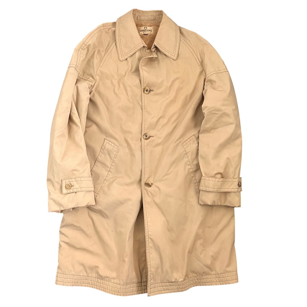 Vintage Zero King Mens Tan Sherpa Lined Car Coat Jacket Made in USA 44XL